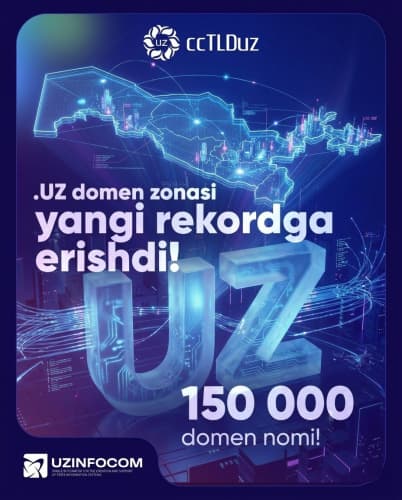 .UZ milliy domeni yangi rekordga erishdi — 150 000 domen nomi!