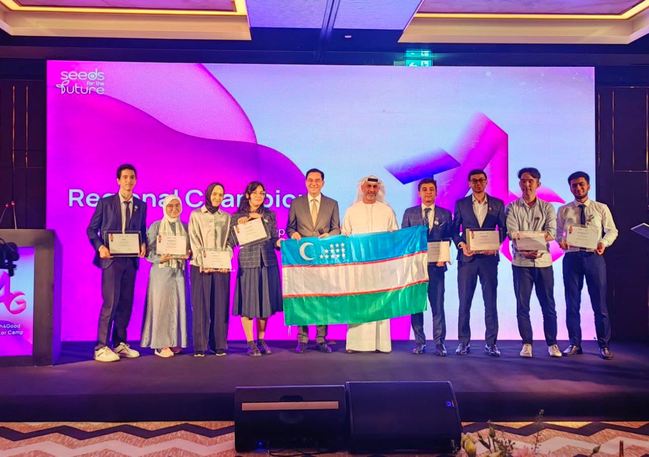O‘zbekistonlik “Seeds for the future” ta’lim dasturi ishtirokchilari Dubayda bo‘lib o‘tgan mintaqaviy TECH4GOOD tanlovida g‘olib chiqdi
